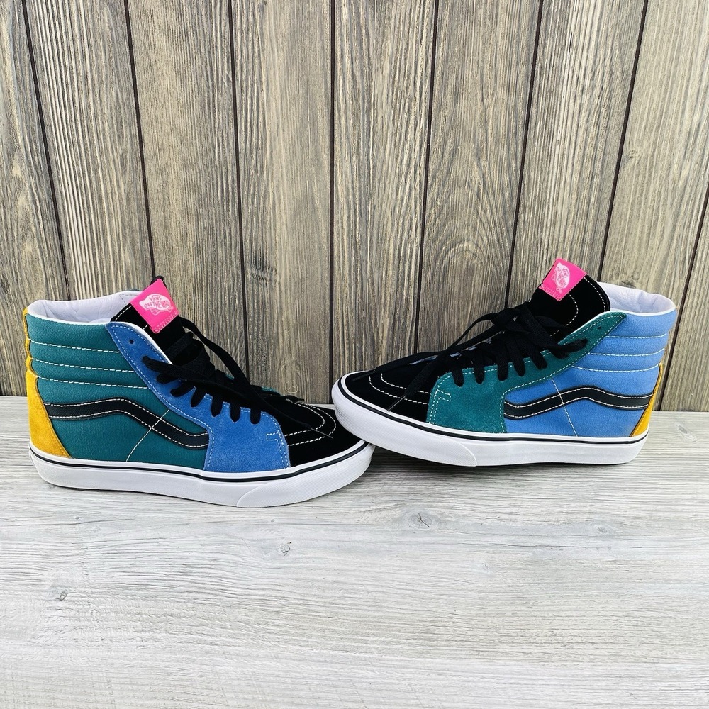 Vans Sk8-Hi Shoes Mens Size 8.5 Womens 10 Multicolor Suede Colorblock High Top